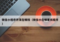 微信小程序開發(fā)在哪找（微信小在哪里找程序）