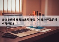 微信小程序開發(fā)技術可行性（小程序開發(fā)的技術可行性）